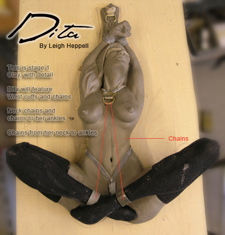 Dita Erotic Bondage Suspension Sculpture in Bronze by Leigh Heppell